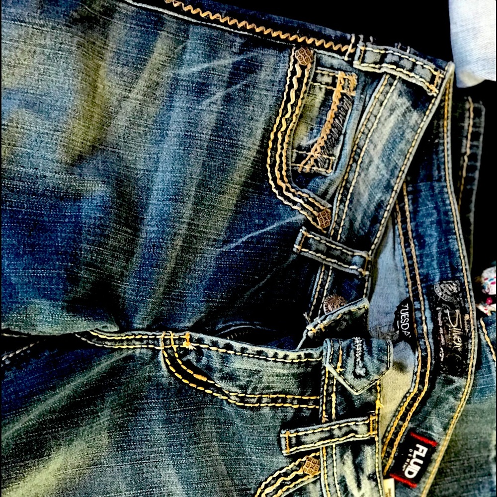 silver fluid jeans
